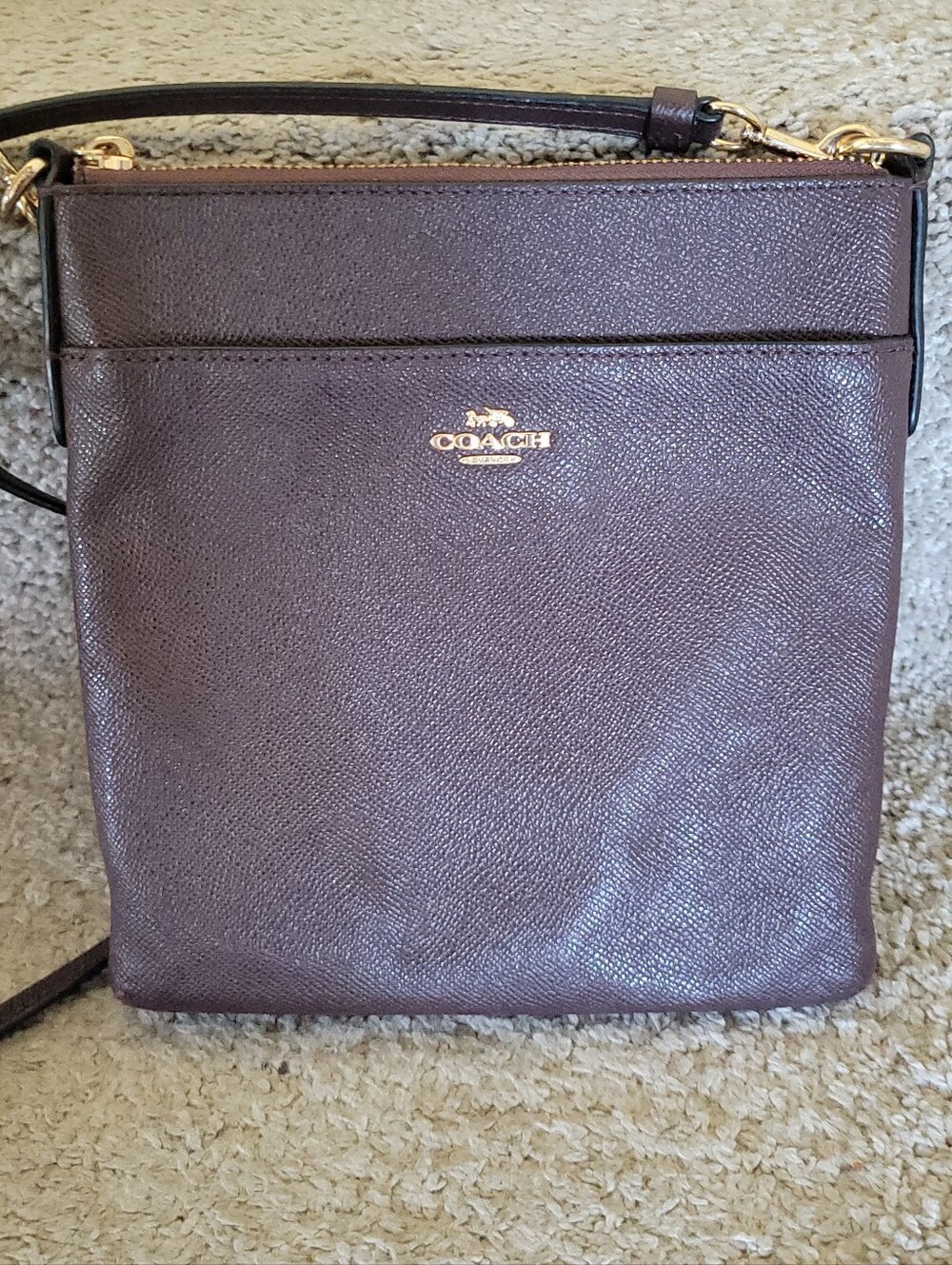 Coach Kitt Messenger Crossbody in oxblood brown crossgrain leather. - Picture 15 of 16